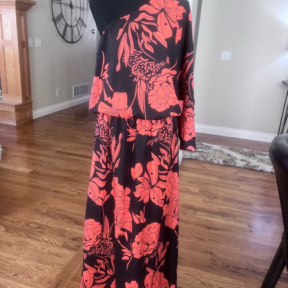 SHEIN Black and Red Floral Maxi Dress